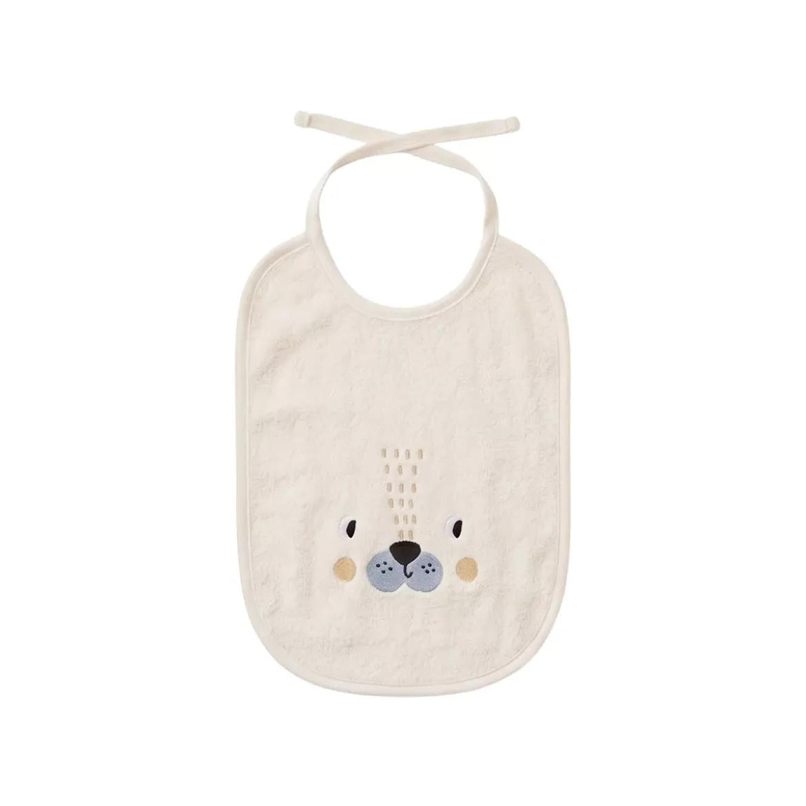 Bavoir enfant pur coton 420 g/m² brodé jaune beige Petit lion angora