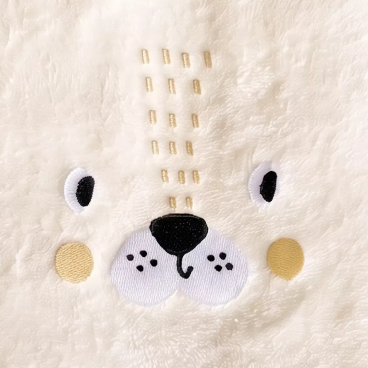 Bavoir enfant pur coton 420 g/m² brodé jaune beige Petit lion angora