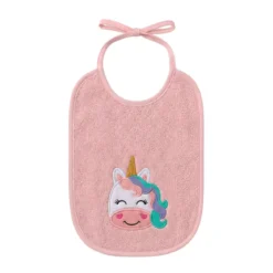 Bavoir enfant pur coton 420 g/m² brodé rose Petite licorne rose