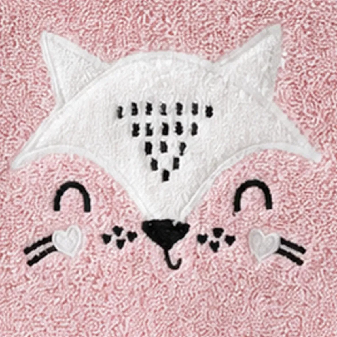 Bavoir enfant pur coton 420 g/m² brodé rose Petite renarde rose