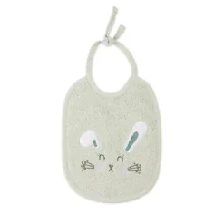 Bavoir enfant pur coton 420 g/m² brodé vert Petit lapin vert d'eau