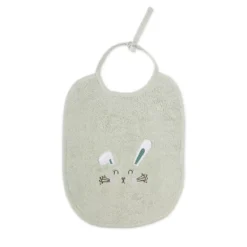 Bavoir enfant pur coton 420 g/m² brodé vert Petit lapin vert d'eau