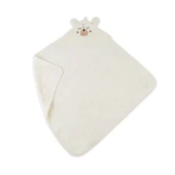 Cape de bain enfant pur coton 420 g/m² brodé beige Petit ours angora