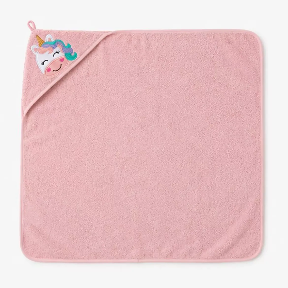 Cape de bain enfant pur coton 420 g/m² brodé rose Petite licorne rose