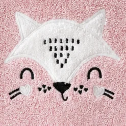 Cape de bain enfant pur coton 420 g/m² brodé rose Petite renarde rose