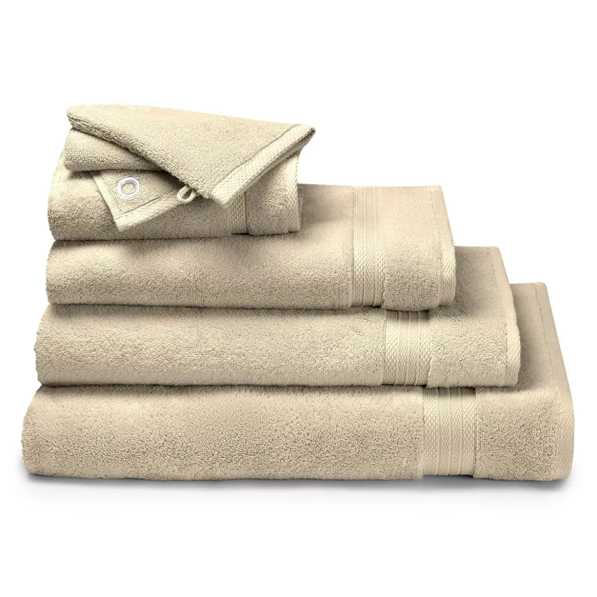 Carre avec oeillet pur coton 550 g/m² uni beige Elea angora