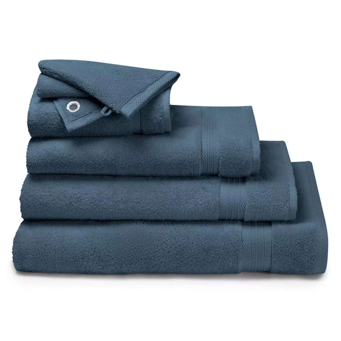 Carre avec oeillet pur coton 550 g/m² uni bleu Elea bleu ardoise