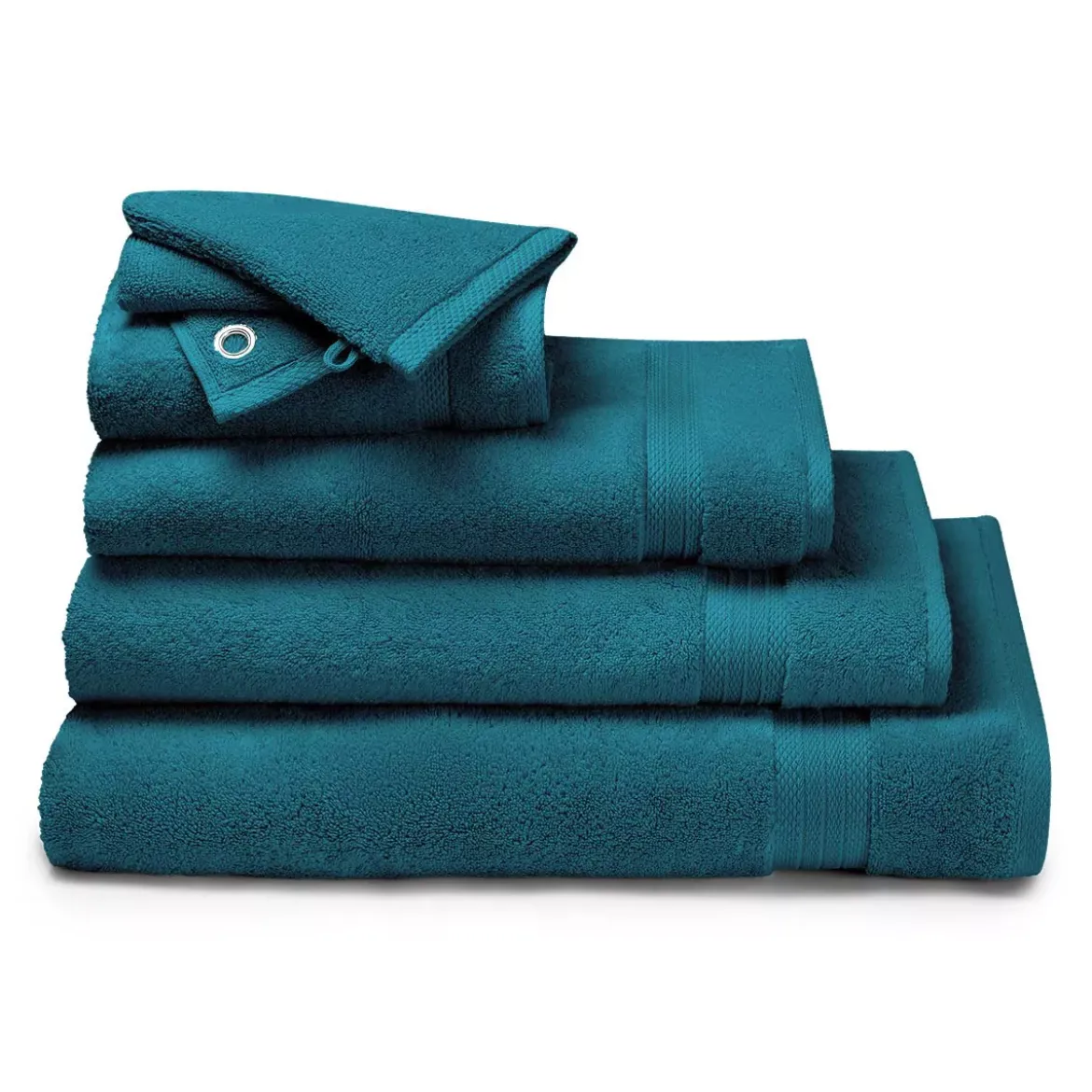 Carre pur coton 550 g/m² uni bleu Elea canard