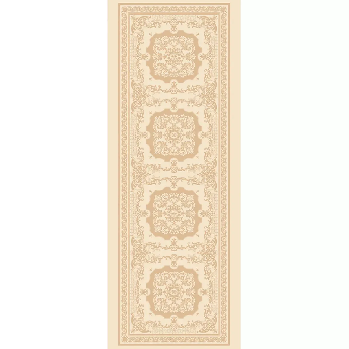 Chemin de table coton mélangé antitache motif jacquard beige Eleonore dore