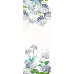 Chemin de table lin & coton 165 g/m² imprimé multicolore Jardin de bretagne bleu
