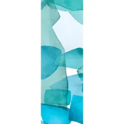 Chemin de table lin & coton lavé 150 g/m² imprimé bleu vert Aqua mineral