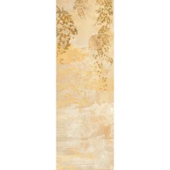 Chemin de table lin & coton lavé 190 g/m² imprimé jaune Soleil d'or dore