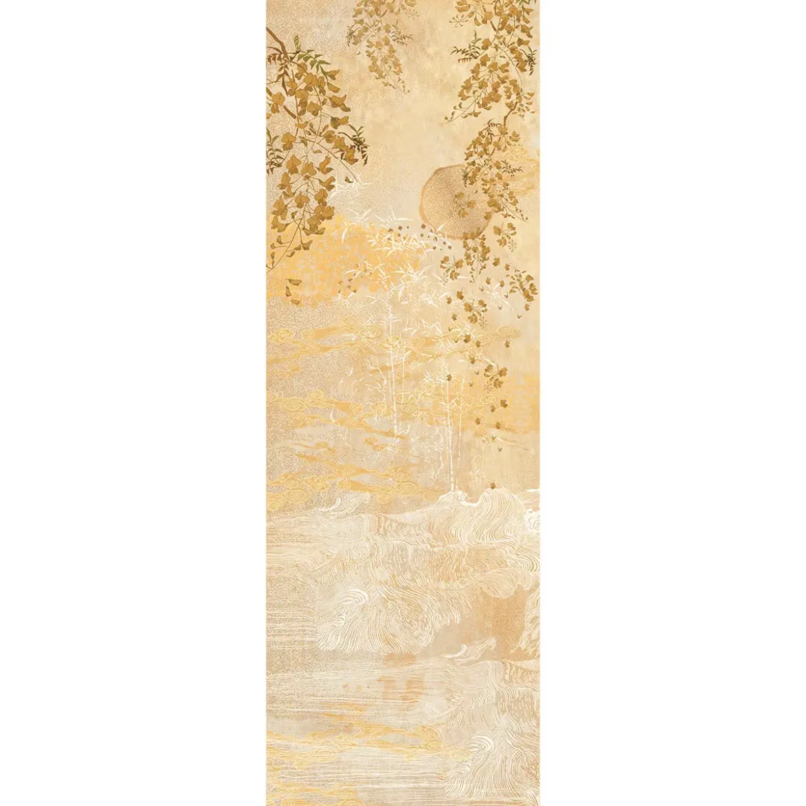 Chemin de table lin & coton lavé 190 g/m² imprimé jaune Soleil d'or dore