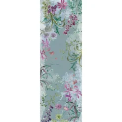 Chemin de table lin & coton lavé 150 g/m² imprimé bleu violet Ombres boisees givre