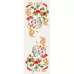 Chemin de table lin & coton lavé 150 g/m² imprimé vert rouge Piments doux caliente
