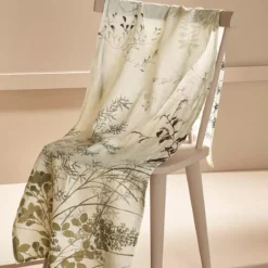 Chemin de table lin & coton lavé 150 g/m² imprimé beige Bambous parchemin