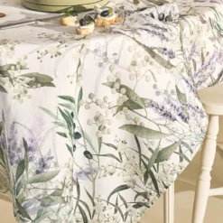 Chemin de table lin & coton lavé 150 g/m² imprimé violet Parfum de lavande mauve