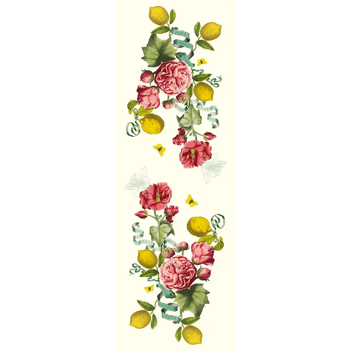 Chemin de table lin & coton lavé 190 g/m² imprimé multicolore Citrons de menton romance