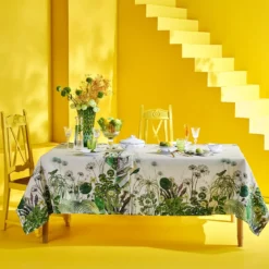 Chemin de table lin & coton lavé 150 g/m² imprimé multicolore Nenuphars parchemin