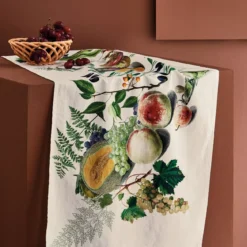 Chemin de table lin & coton lavé 190 g/m² imprimé multicolore Abondance d'automne naturel