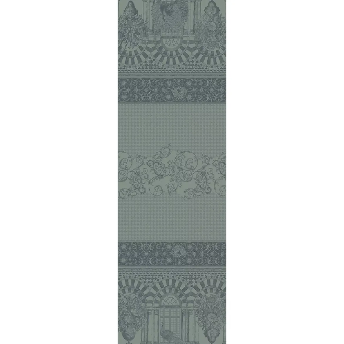 Chemin de table pur coton antitache motif jacquard gris Arcades cendre