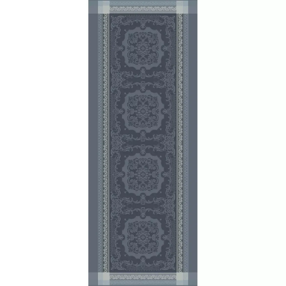 Chemin de table pur coton antitache motif jacquard gris Fontainebleau gris