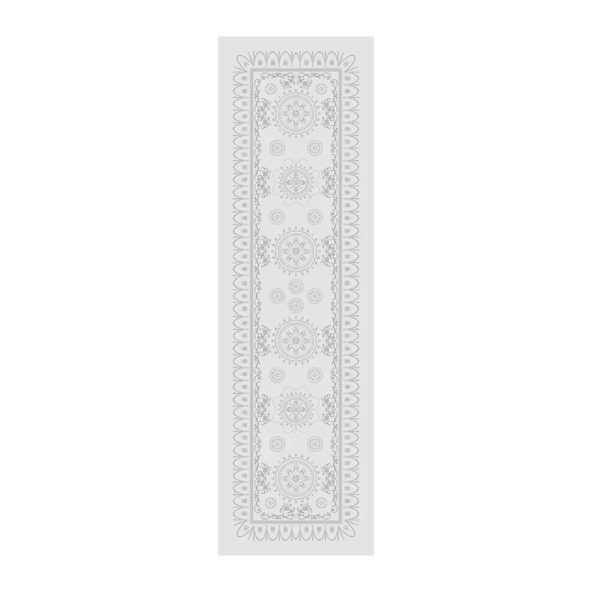 Chemin de table pur coton antitache motif jacquard blanc Eloise diamant