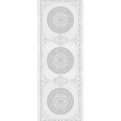 Chemin de table pur coton antitache motif jacquard blanc Comtesse blanc