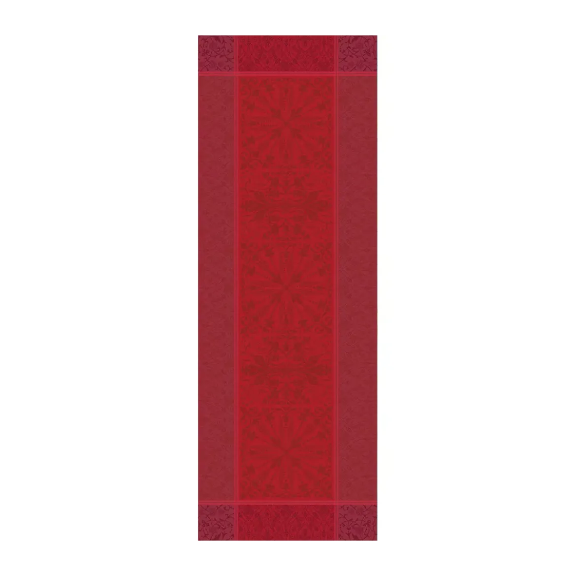 Chemin de table pur coton antitache motif jacquard bordeaux Cassandre grenat