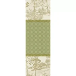 Chemin de table pur coton antitache 220 g/m² motif jacquard vert Le sud vert