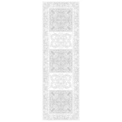 Chemin de table pur coton bio antitache motif jacquard blanc Alexandrine neige