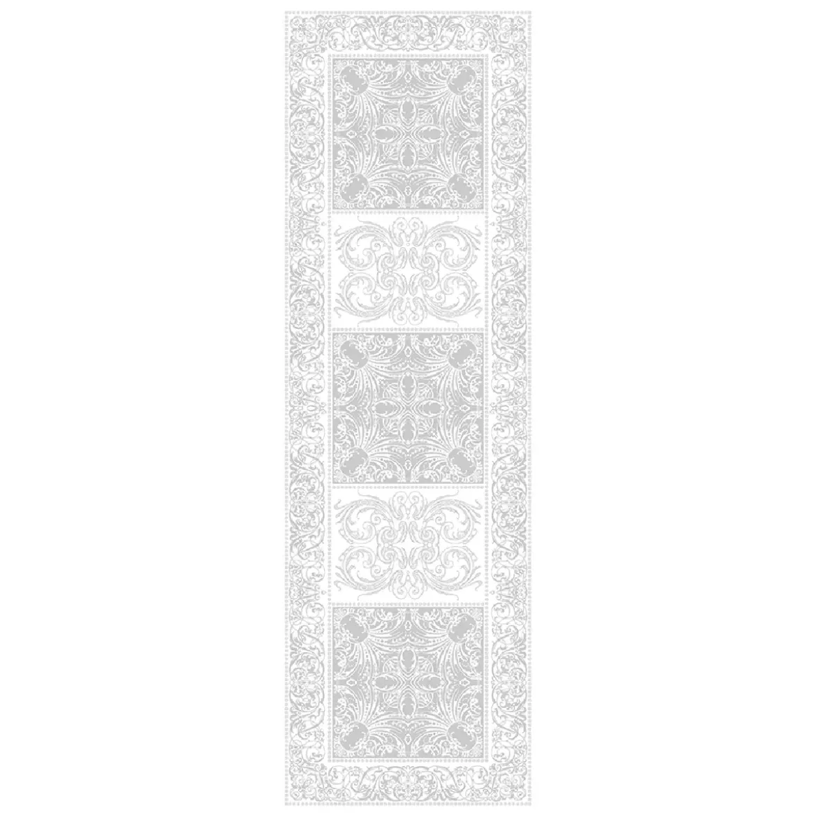 Chemin de table pur coton bio antitache motif jacquard blanc Alexandrine neige