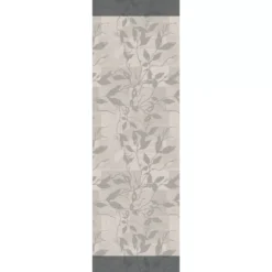Chemin de table pur coton 220 g/m² motif jacquard gris anthracite Mille prunus silver