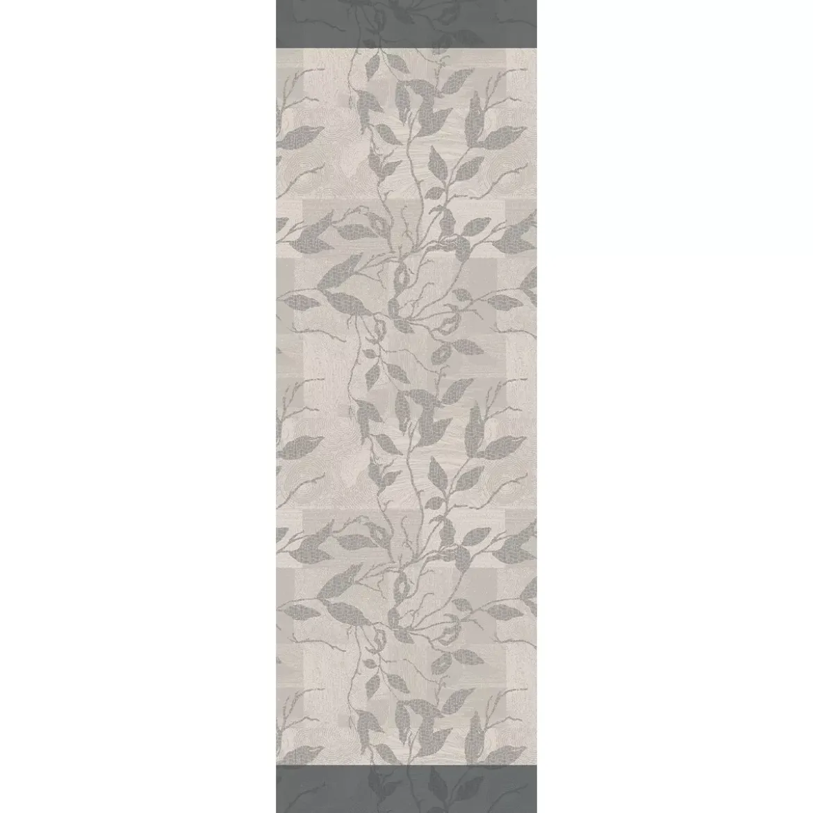 Chemin de table pur coton 220 g/m² motif jacquard gris anthracite Mille prunus silver