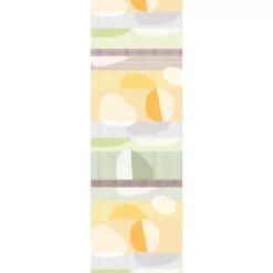 Chemin de table pur coton 205 g/m² motif jacquard vert orange Mille galets terre cuite