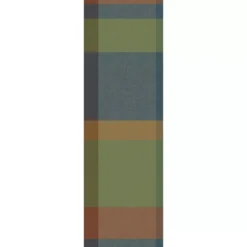 Chemin de table pur coton 220 g/m² motif jacquard vert orange Mille baies shetland