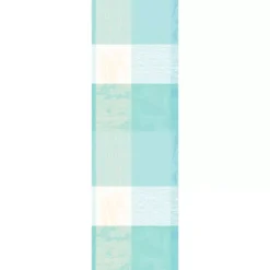 Chemin de table pur coton 220 g/m² motif jacquard bleu beige Mille iris d'eau aqua