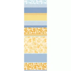 Chemin de table pur coton 220 g/m² motif jacquard bleu jaune Mille citrons provence