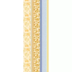 Chemin de table pur coton 220 g/m² motif jacquard bleu jaune Mille citrons provence