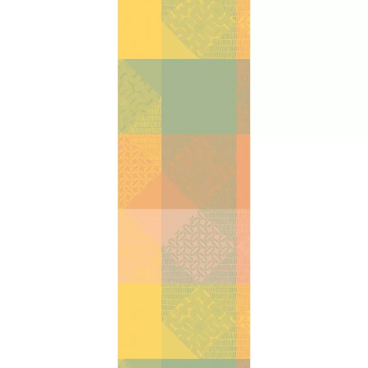Chemin de table pur coton 205 g/m² motif jacquard rose jaune Mille empreintes pastel
