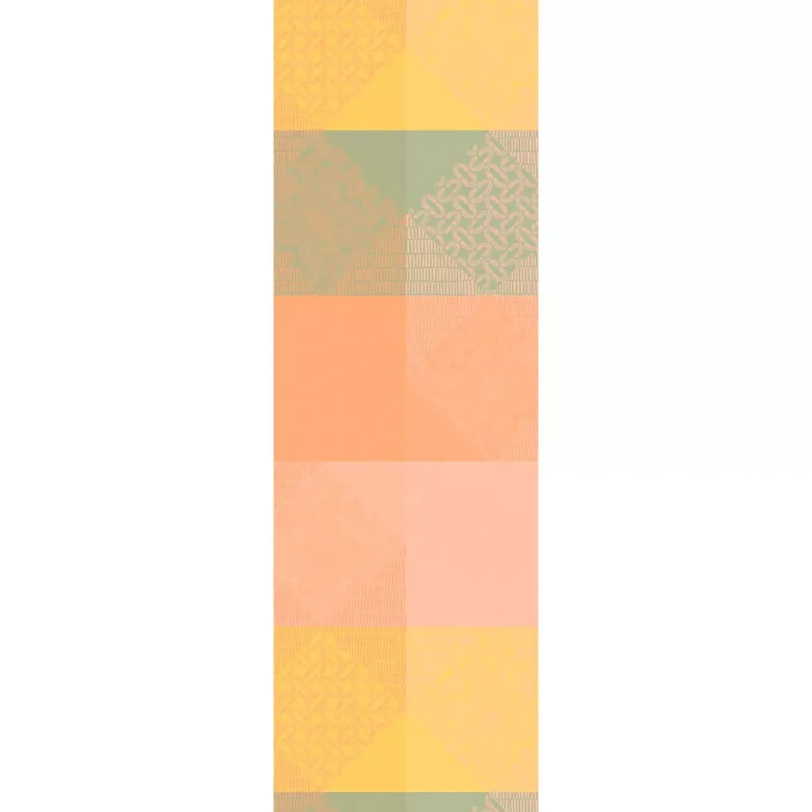 Chemin de table pur coton 205 g/m² motif jacquard rose jaune Mille empreintes pastel