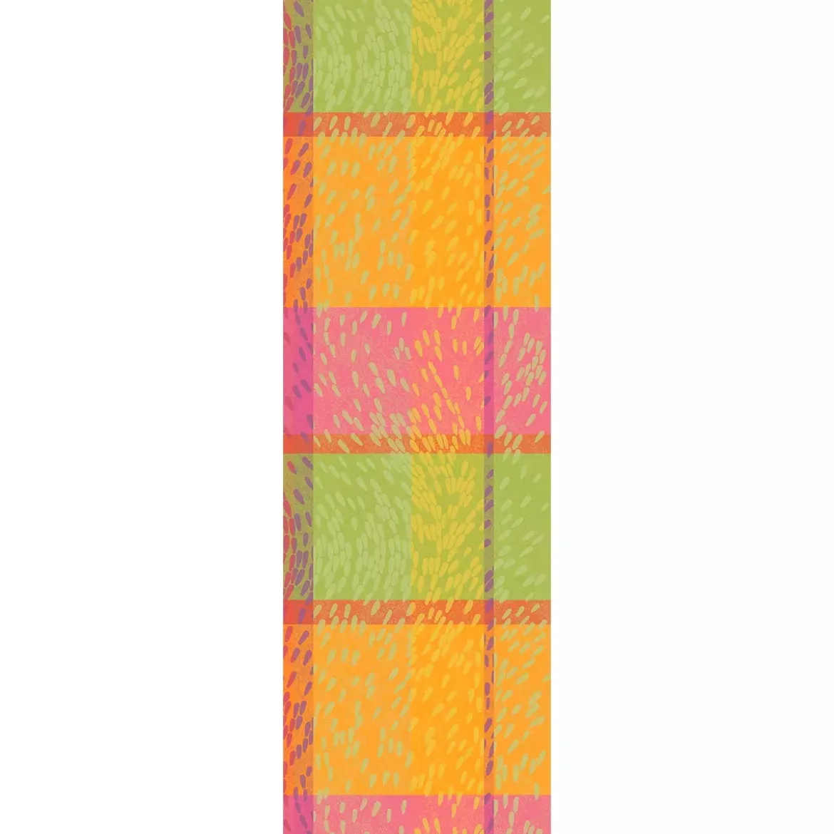 Chemin de table pur coton 220 g/m² motif jacquard rose vert Mille sources berlingot