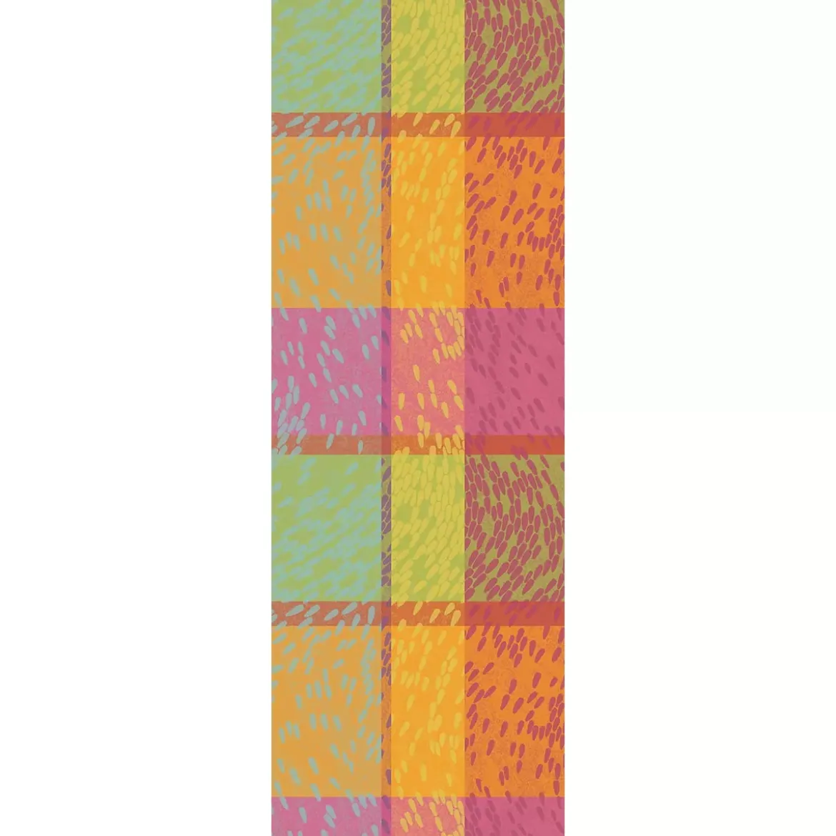 Chemin de table pur coton 220 g/m² motif jacquard rose vert Mille sources berlingot