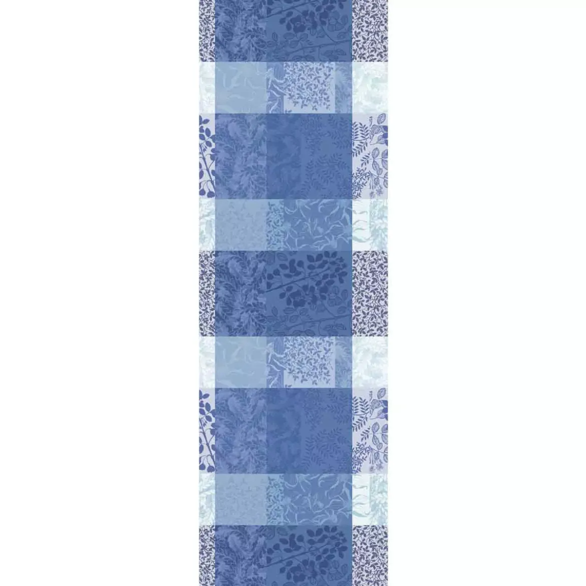 Chemin de table pur coton motif jacquard bleu Mille rameaux bleu