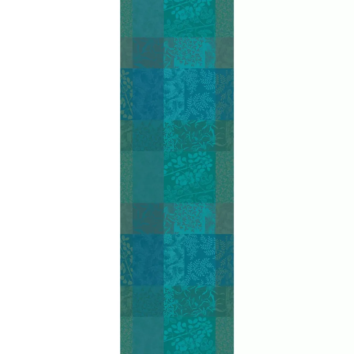 Chemin de table pur coton motif jacquard vert Mille rameaux emeraude