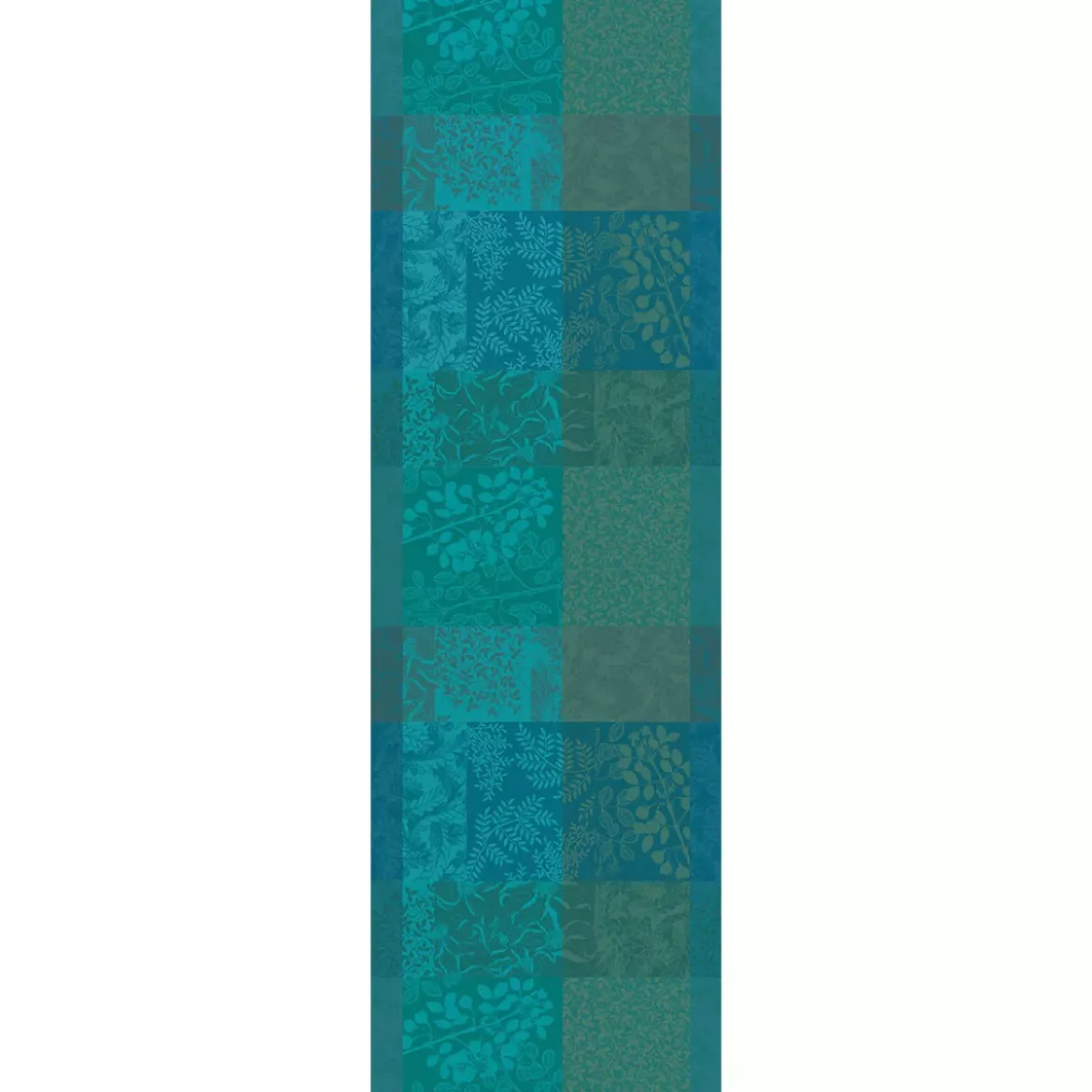 Chemin de table pur coton motif jacquard vert Mille rameaux emeraude