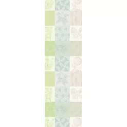 Chemin de table pur coton motif jacquard beige vert Mille parfums verde