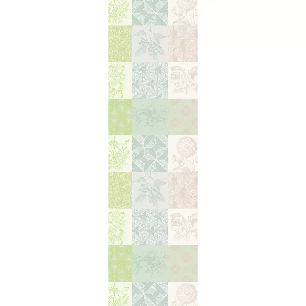 Chemin de table pur coton motif jacquard beige vert Mille parfums verde