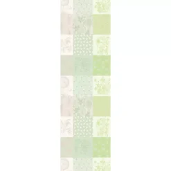 Chemin de table pur coton motif jacquard beige vert Mille parfums verde