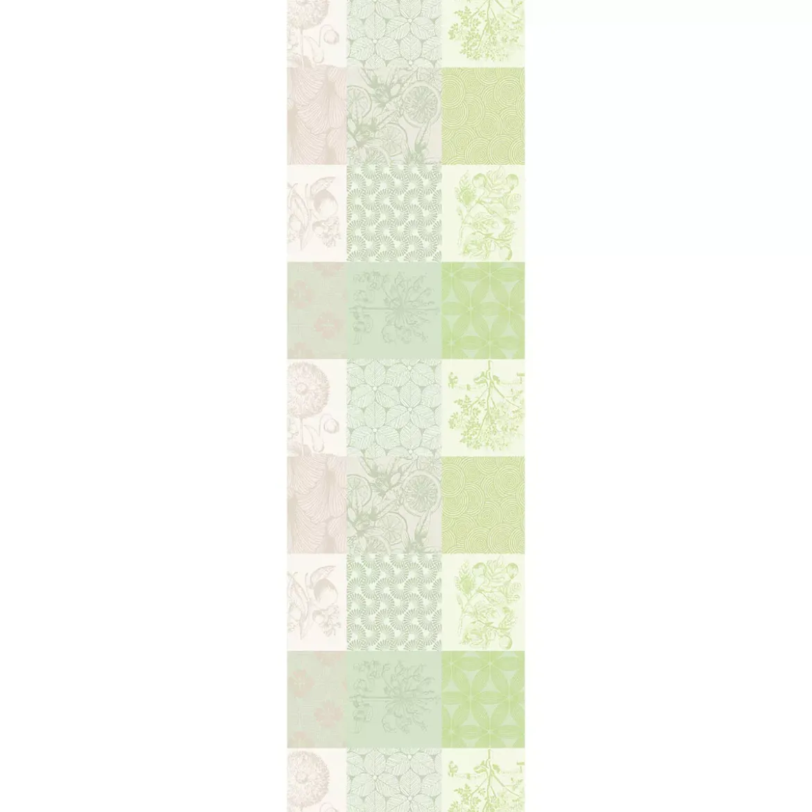 Chemin de table pur coton motif jacquard beige vert Mille parfums verde